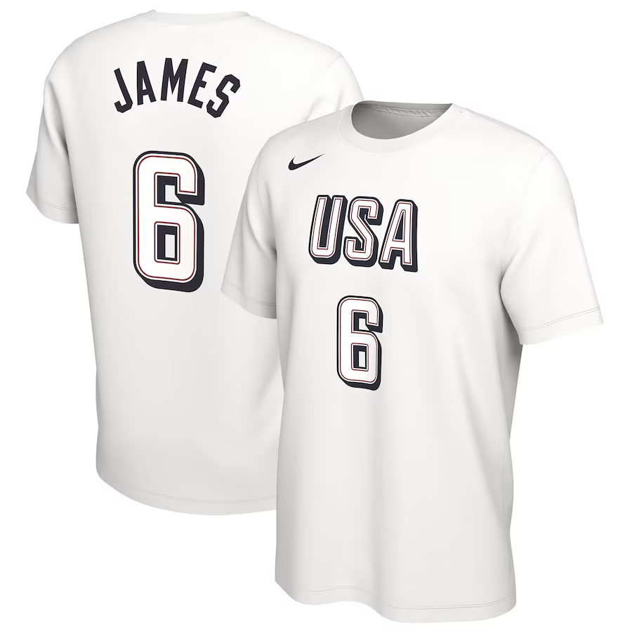 Men 2024 Paris Olympics USA basketball #6 James white T shirts